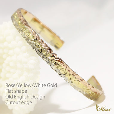 6mm Anuenue Rainbow Tricolor Open Bangle Bracelet/ Flat [14K Gold