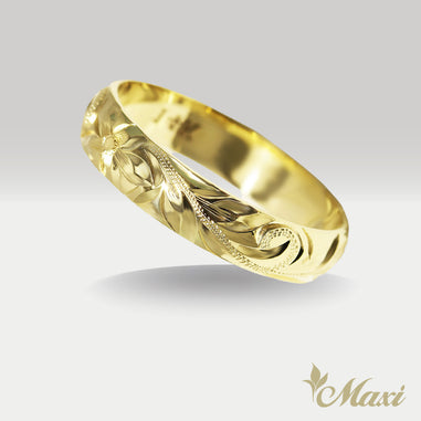 4mm Barrel-Shaped Hawaiian Ring [14K/18K Gold/Platinum] – Maxi