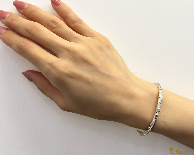 [Silver 925] 4mm Angled Bangle Bracelet *Made-to-order* (B0472)