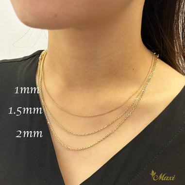 14K Gold] 1mm Cable Chain – Maxi Hawaiian Jewelry マキシ