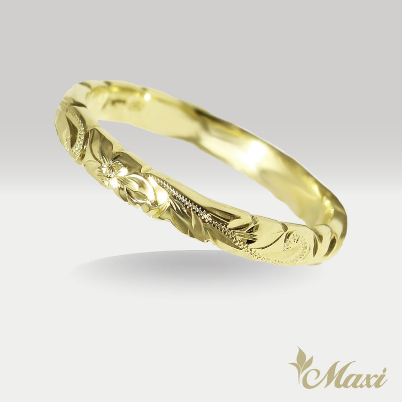 2.5mm Barrel-Shaped Hawaiian Ring_Cut Out Edge [14K/18K Gold/Platinum]