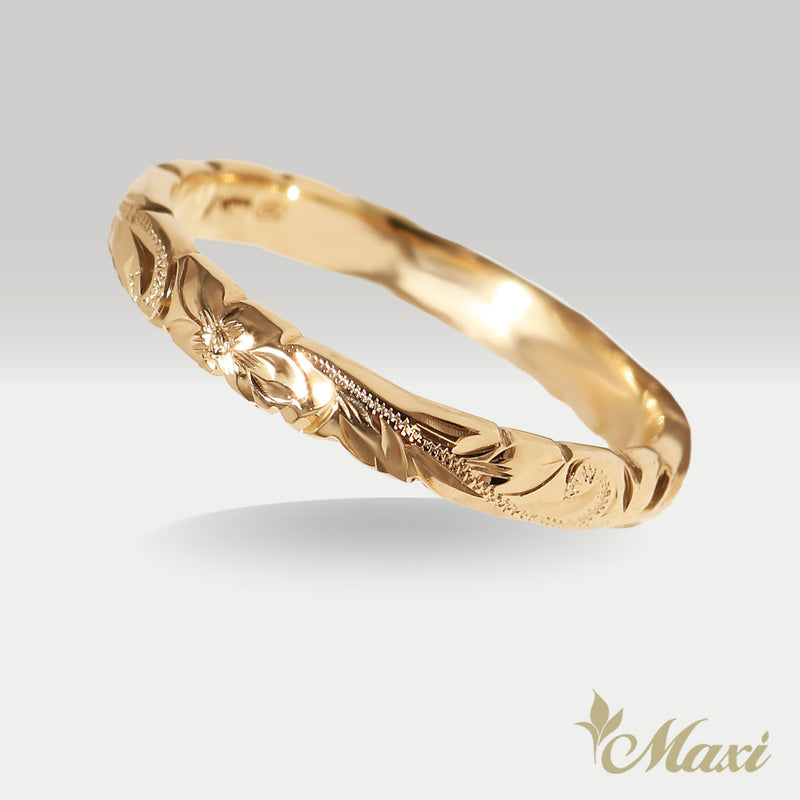 2.5mm Barrel-Shaped Hawaiian Ring_Cut Out Edge [14K/18K Gold/Platinum]