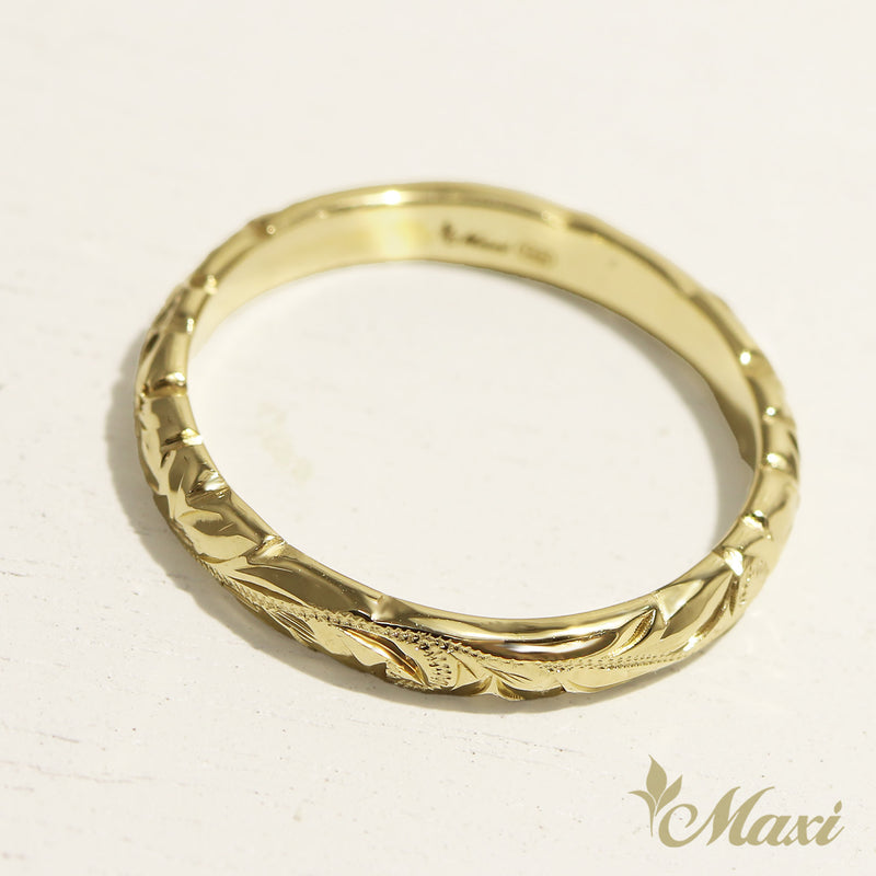 2.5mm Barrel-Shaped Hawaiian Ring_Cut Out Edge [14K/18K Gold/Platinum]