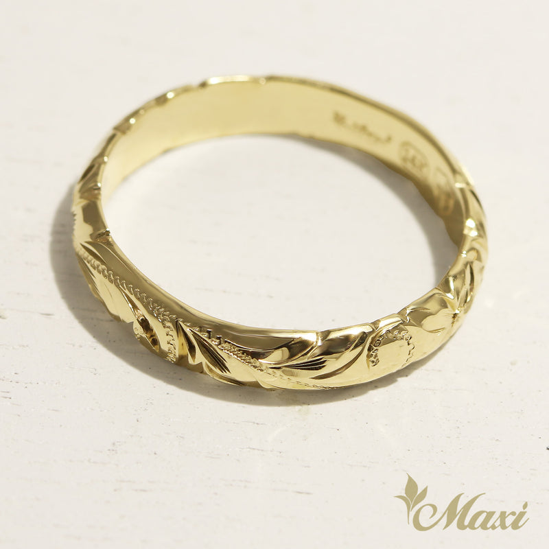 4mm Barrel-Shaped Hawaiian Ring_Cut Out Edge [14K/18K Gold/Platinum]