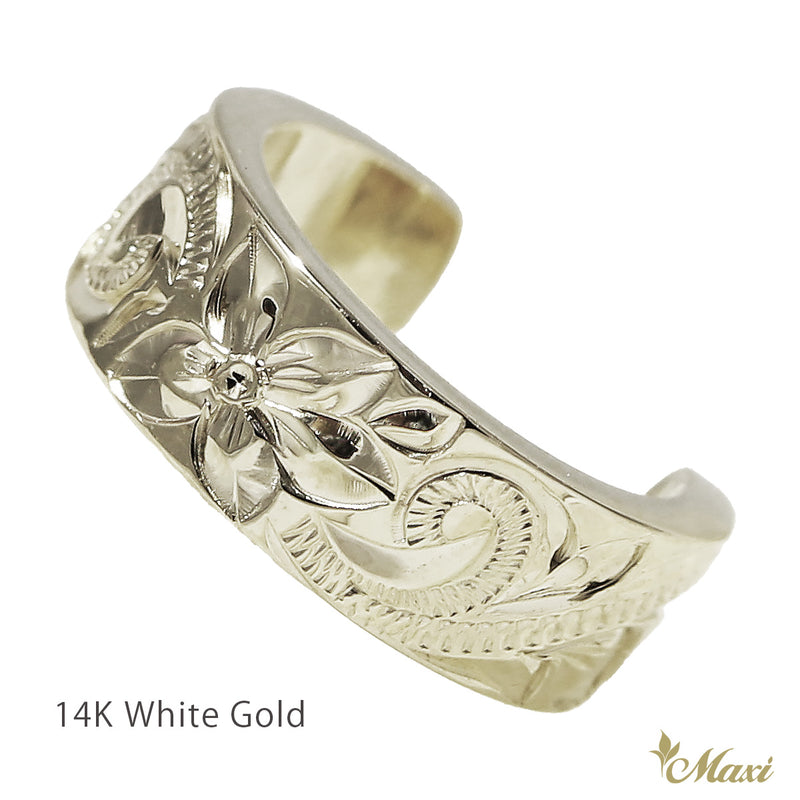 [14K/18K Gold] 4mm Ear Cuff with Hand engraved Hawaiian Design