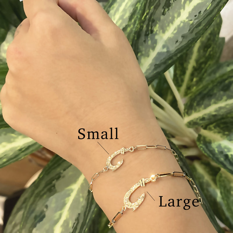 Fish Hook Bracelet_Small_Paper Clip Chain [14K Gold]