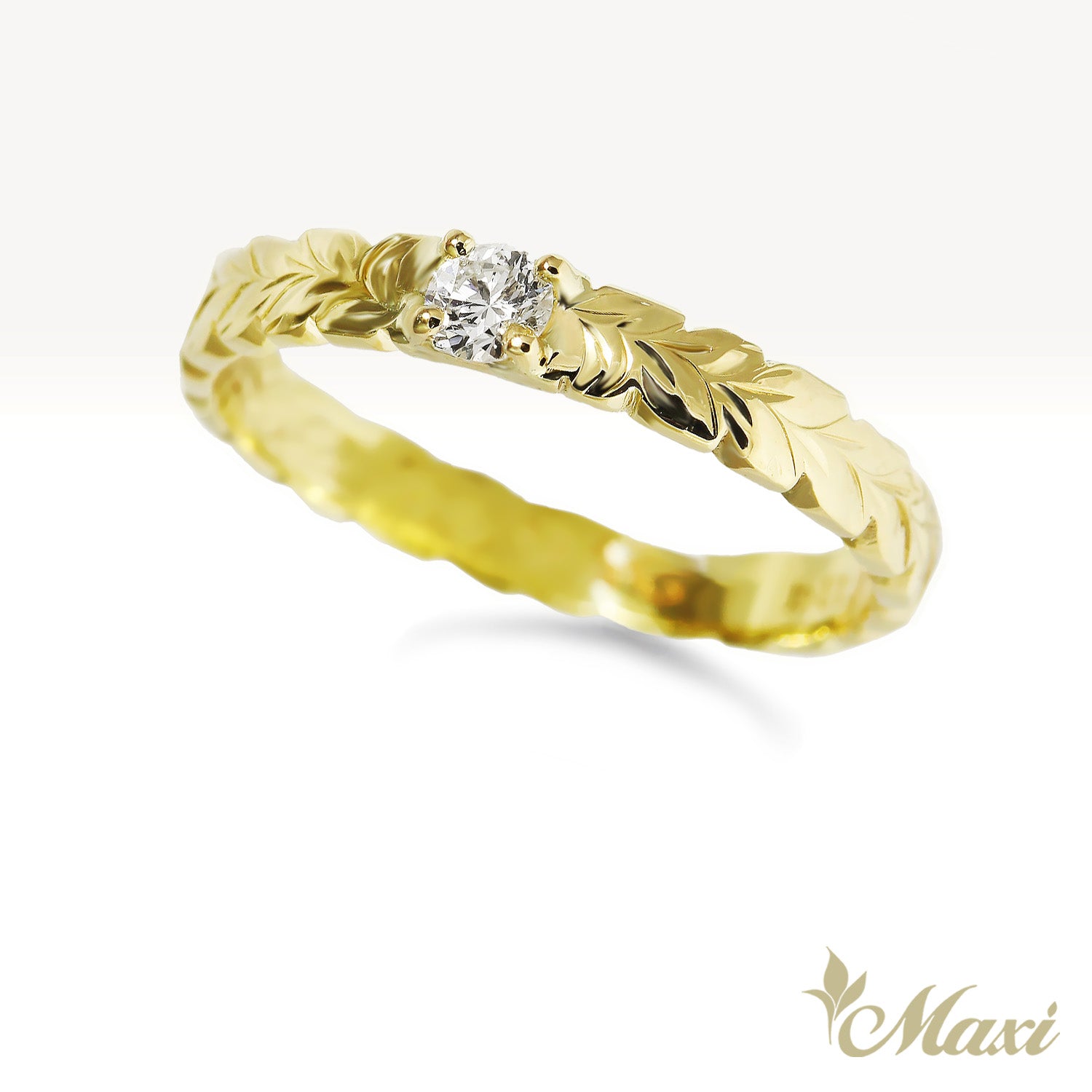 0.11 Carat Lab-Grown Diamond Maile Leaf Ring [14K/18K Gold/Platinum]