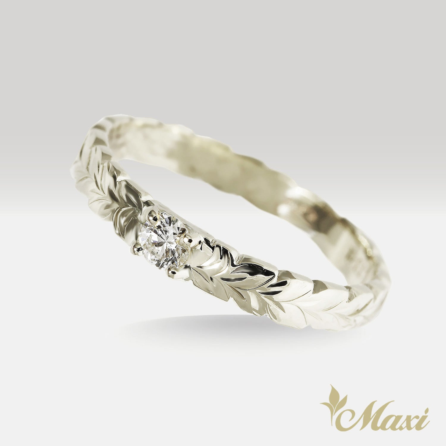 0.11 Carat Lab-Grown Diamond Maile Leaf Ring [14K/18K Gold/Platinum]