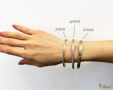 4mm Flat Bangle Bracelet-Old English Pattern [Silver 925] – Maxi
