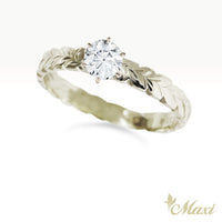 0.5 Carat Round Lab-Grown Diamond Maile Leaf Ring [14K/18K Gold/Platinum]