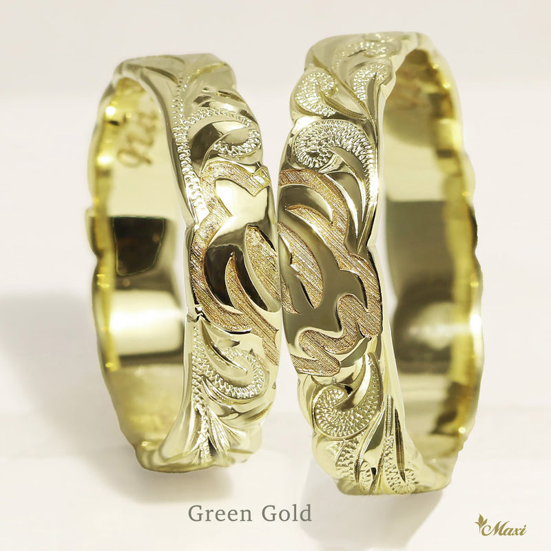 4mm & 6mm Half Honu_Hawaiian Sea Turtle Couple Rings [14K/18K Gold/Platinum]