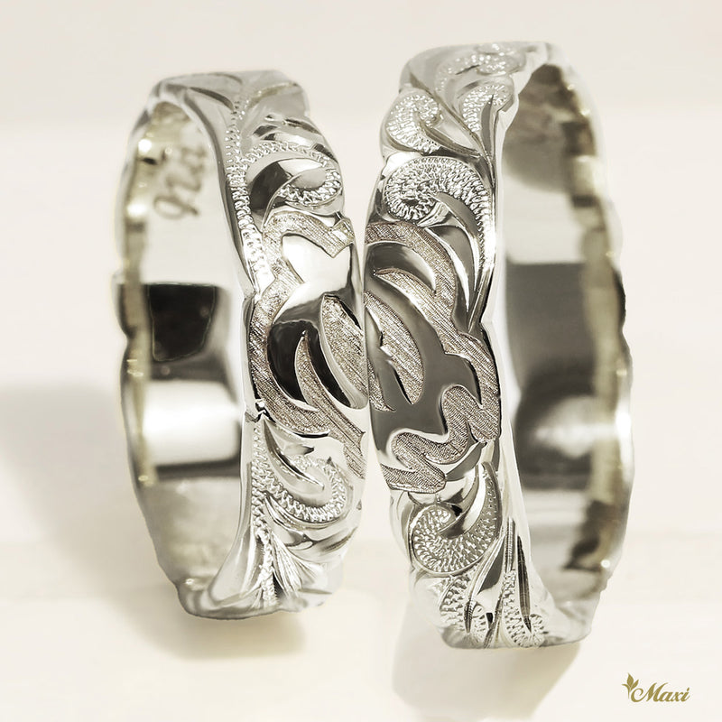 4mm & 6mm Half Honu_Hawaiian Sea Turtle Couple Rings [14K/18K Gold/Platinum]