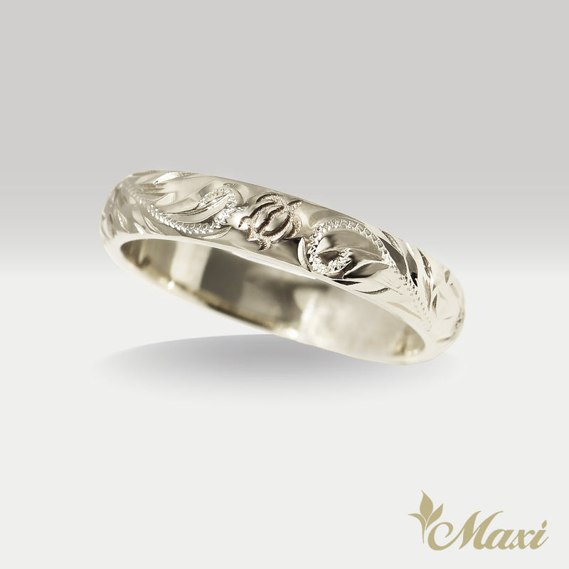 Honu Hawaiian Sea Turtle Ring [3mm, 14K/18K Gold/Platinum] 