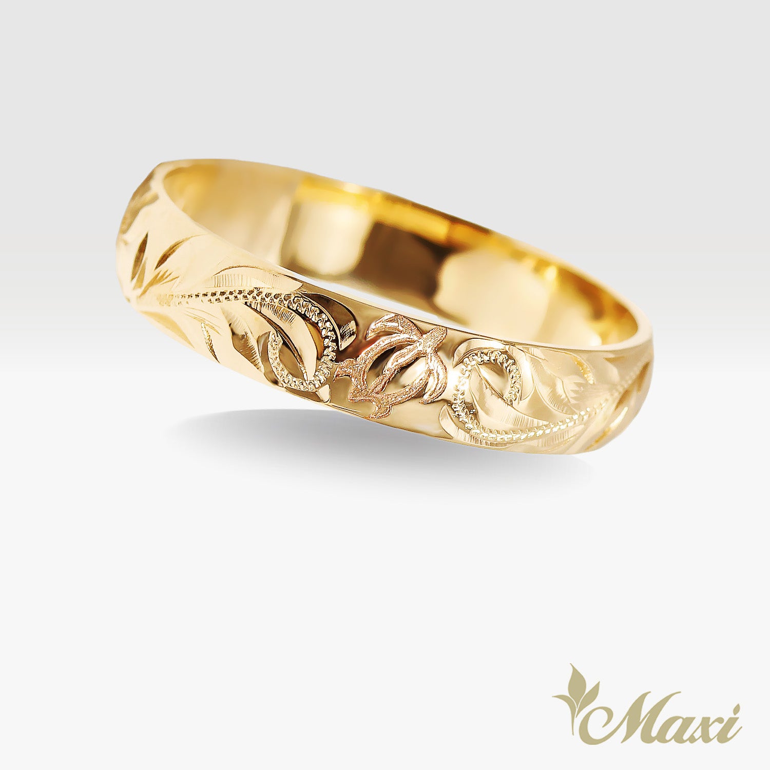4mm & 6mm Honu_Hawaiian Sea Turtle Couple Rings [14K/18K Gold