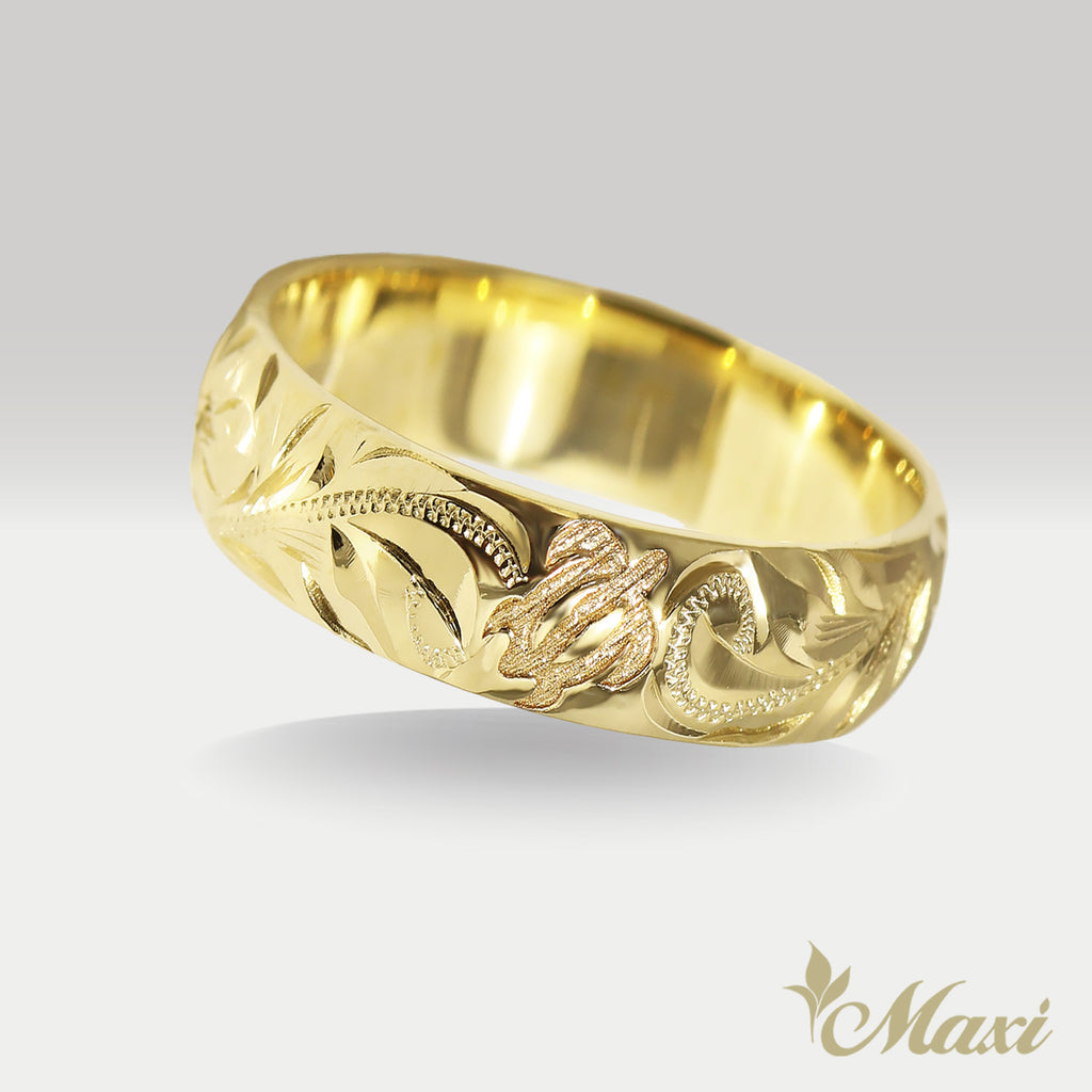 6mm Honu_Hawaiian Sea Turtle Ring [14K/18K Gold/Platinum] – Maxi ...