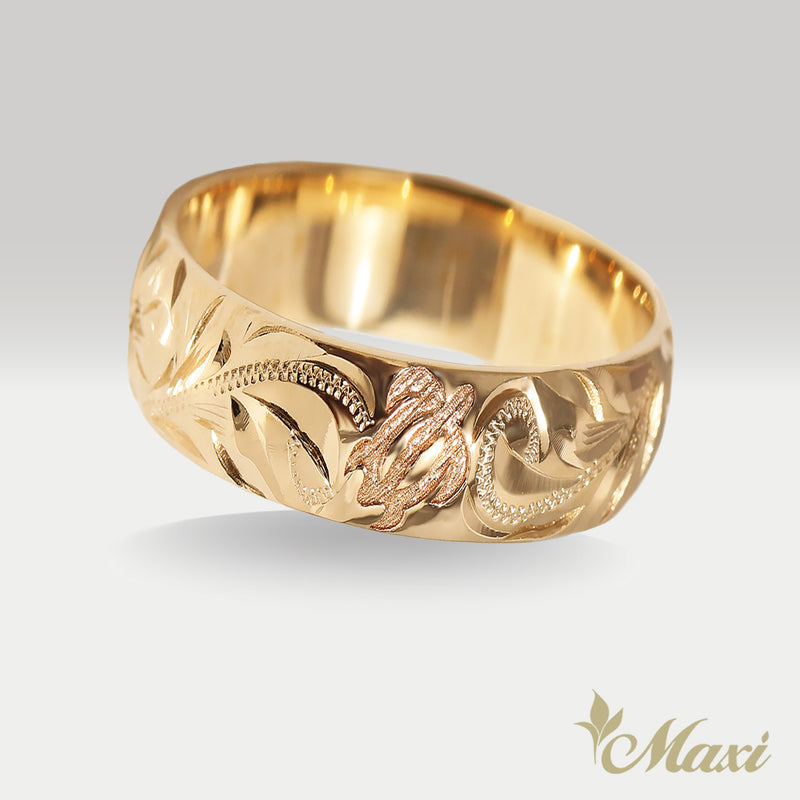 8mm Honu_Hawaiian Sea Turtle Ring [14K/18K Gold·Platinum]