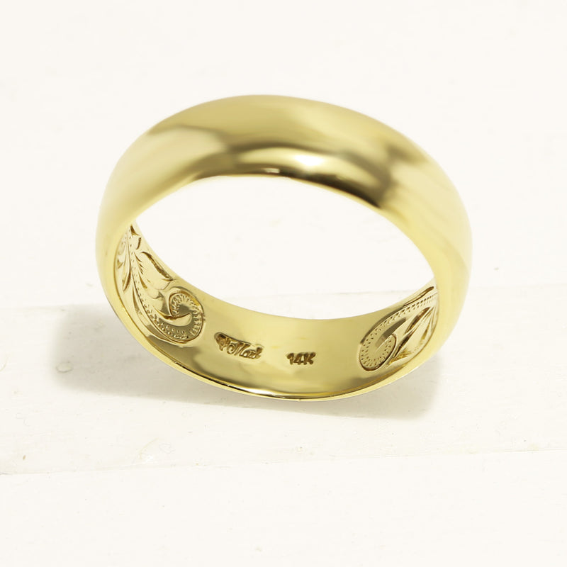 5mm Inner Engraved Ring_Barrel Shaped [14K/18K Gold/Platinum]