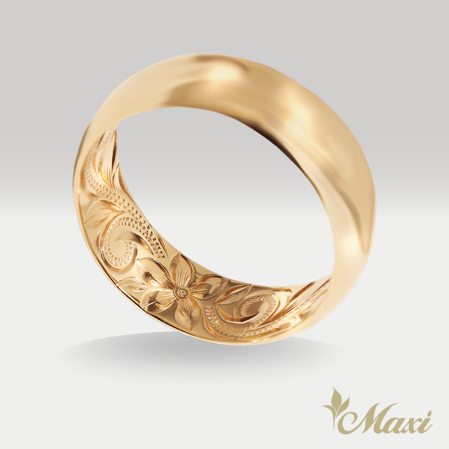 6mm Barrel Inner Engraved Ring [14K/18K Gold/Platinum] – Maxi