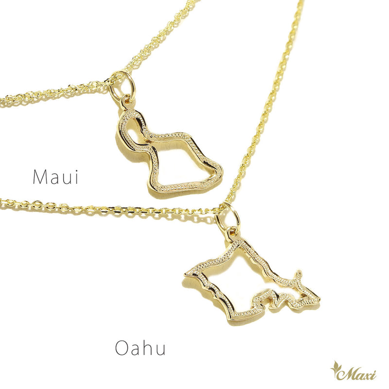 [14K/18K Gold] Hawaiian Island Pendant - Oahu/Maui/Kauai/Big Island