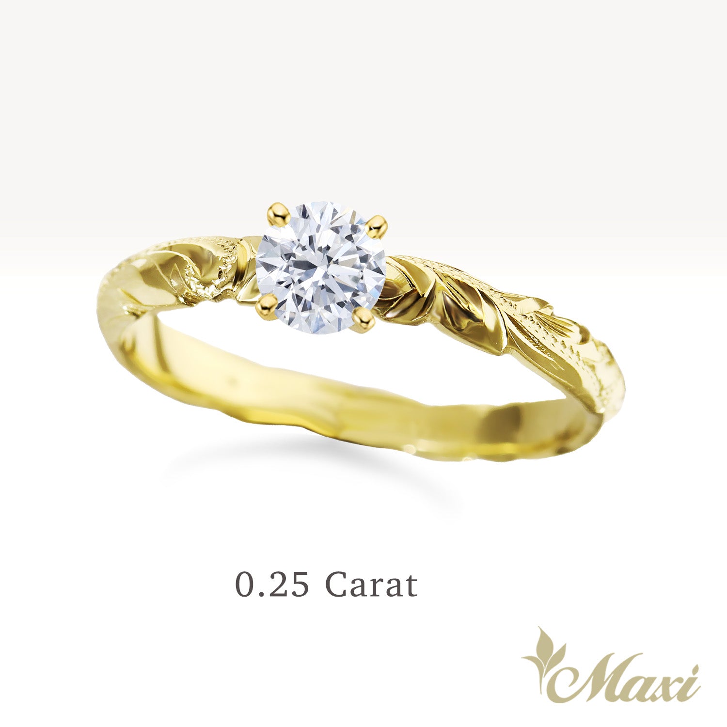 0.25 Carat Rond Lab-Grown Diamond Hawaiian Engraved Solitaire_Cut-out Ring [14K/18K Gold]