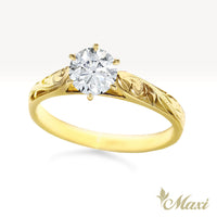1 Carat Rond Lab-Grown Diamond Hawaiian Engraved Solitaire_Tapered Ring [14K/18K Gold]