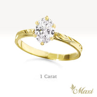 1 Carat Oval Lab-Grown Diamond Hawaiian Engraved Solitaire_Flat Ring [14K/18K/Platinum Gold]