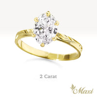 1 Carat Oval Lab-Grown Diamond Hawaiian Engraved Solitaire_Flat Ring [14K/18K/Platinum Gold]