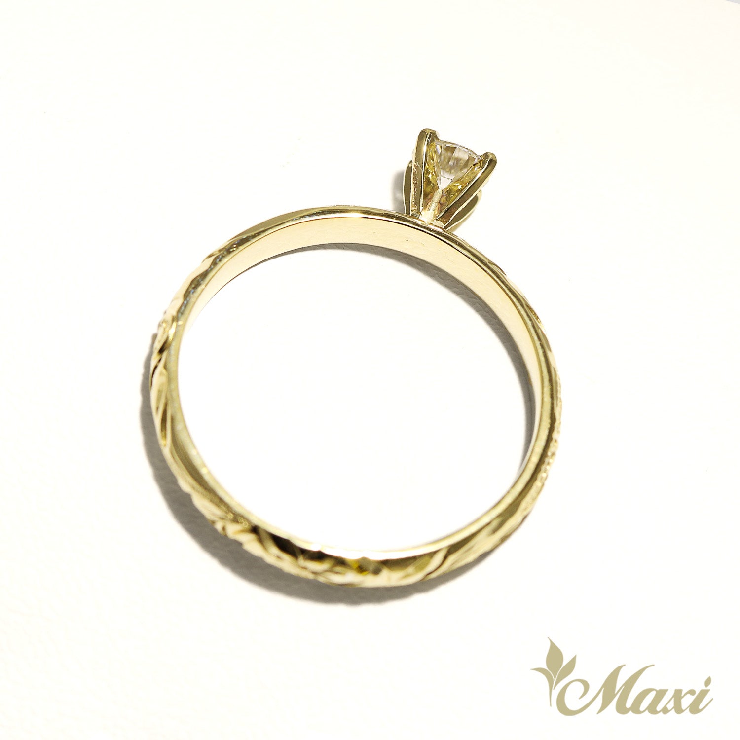 0.25 Carat Rond Lab-Grown Diamond Hawaiian Engraved Solitaire_Cut-out Ring [14K/18K Gold]