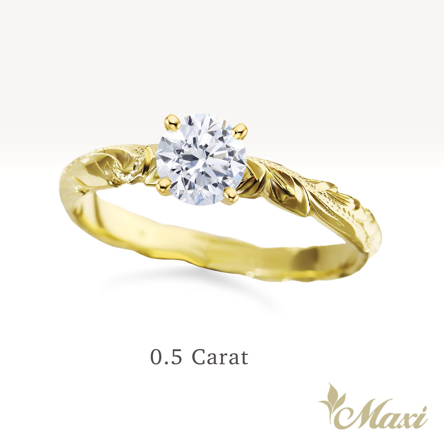 0.25 Carat Rond Lab-Grown Diamond Hawaiian Engraved Solitaire_Cut-out Ring [14K/18K Gold]