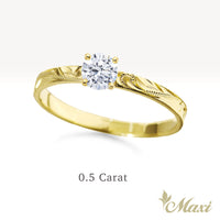 0.25 Carat Round Lab-Grown Diamond Hawaiian Engraved Solitaire_Flat Ring [14K/18K Gold/Platinum]