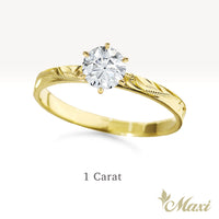 1 Carat Round Lab-Grown Diamond Hawaiian Engraved Solitaire_Flat Ring [14K/18K Gold/Platinum]