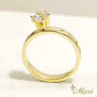 1 Carat Round Lab-Grown Diamond Hawaiian Engraved Solitaire_Flat Ring [14K/18K Gold/Platinum]