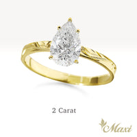 1 Carat Pear Lab-Grown Diamond Hawaiian Engraved Solitaire_Flat Ring [14K/18K Gold/Platinum]