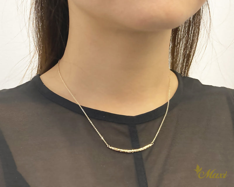 [14K Gold] Wa'a Horizontal bar Necklace　*Made to order*