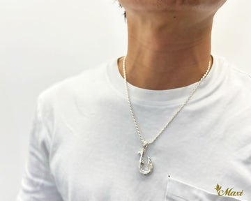 Fish Hook Pendant Large-Double Side Engraving [Silver 925] – Maxi
