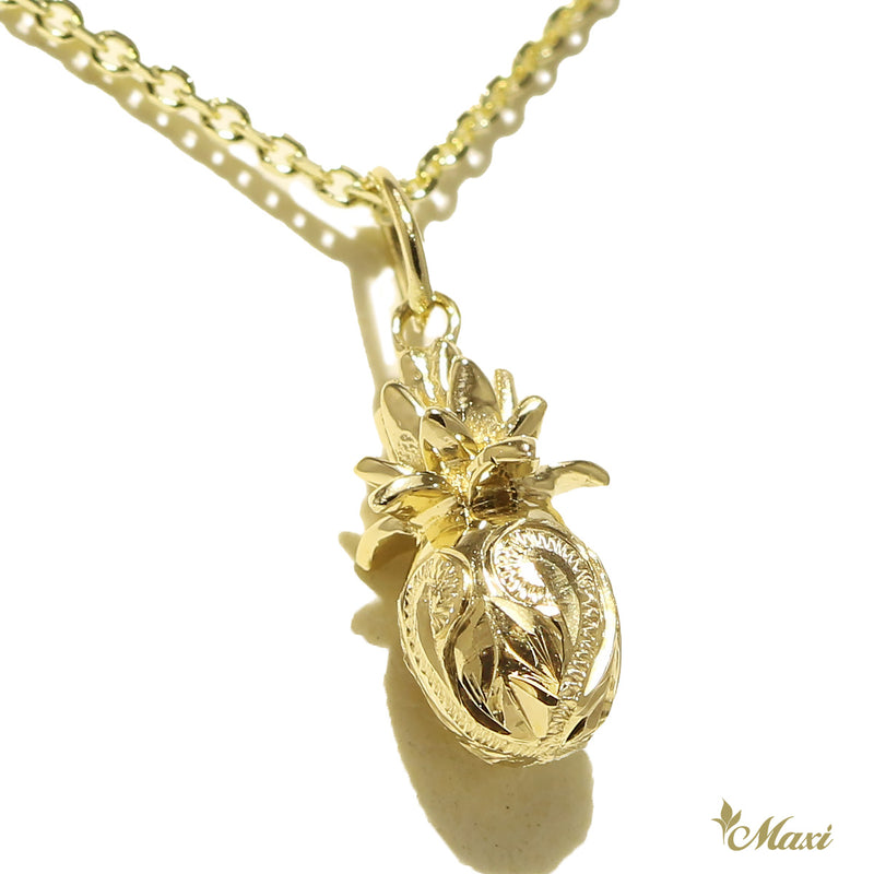 [14K Gold] Pineapple Pendant-Hand Engraved Traditional Hawaiian Design*Made-to-order* (P1160)
