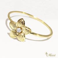 Matte Plumeria Flower Ring with Diamond_Large [14K/18K Gold]