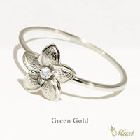 Matte Plumeria Flower Ring with Diamond_Large [14K/18K Gold]