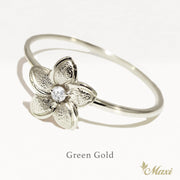 Matte Plumeria Flower Ring with Diamond_Large [14K/18K Gold