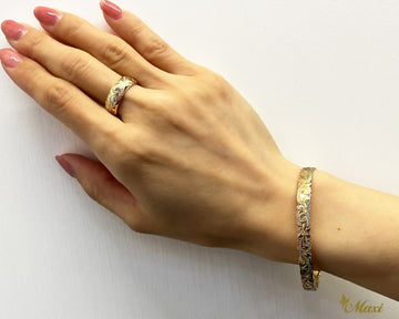 6mm Anuenue Rainbow Tricolor Open Bangle Bracelet/ Flat [14K Gold