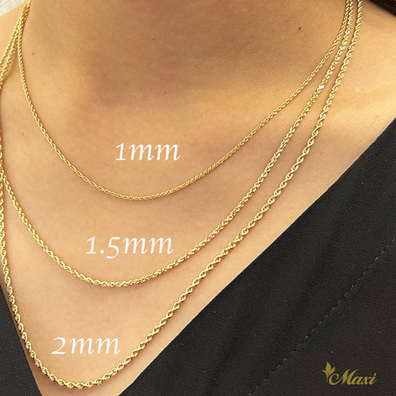 [14K Gold] 1mm Rope Chain
