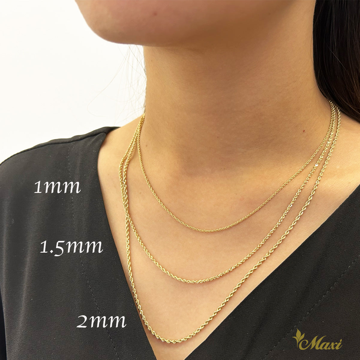 14K Gold] 1mm Rope Chain – Maxi Hawaiian Jewelry マキシ ハワイアン 