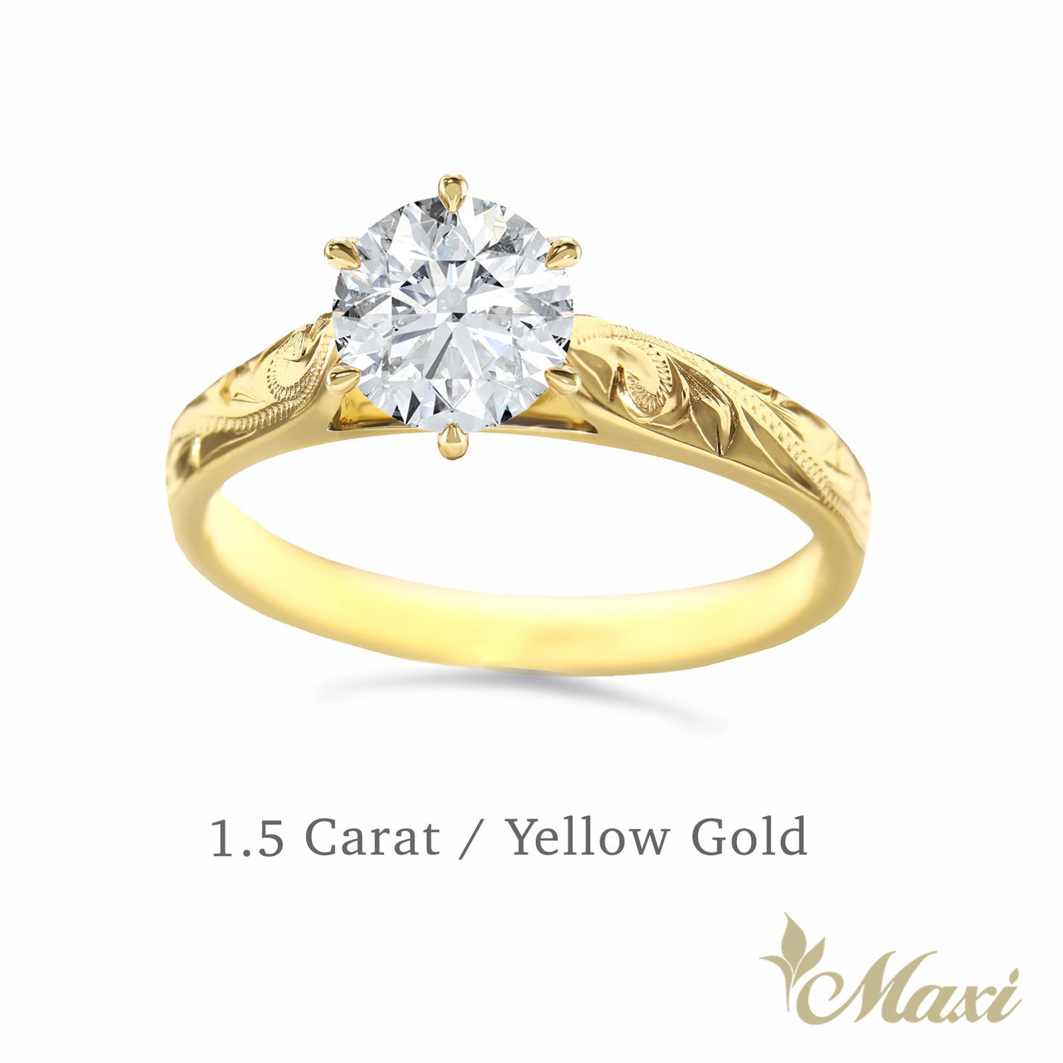 1 Carat Rond Lab-Grown Diamond Hawaiian Engraved Solitaire Ring [14K/18K Gold]