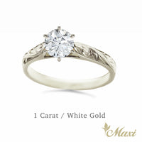 1 Carat Rond Lab-Grown Diamond Hawaiian Engraved Solitaire Ring [14K/18K Gold]