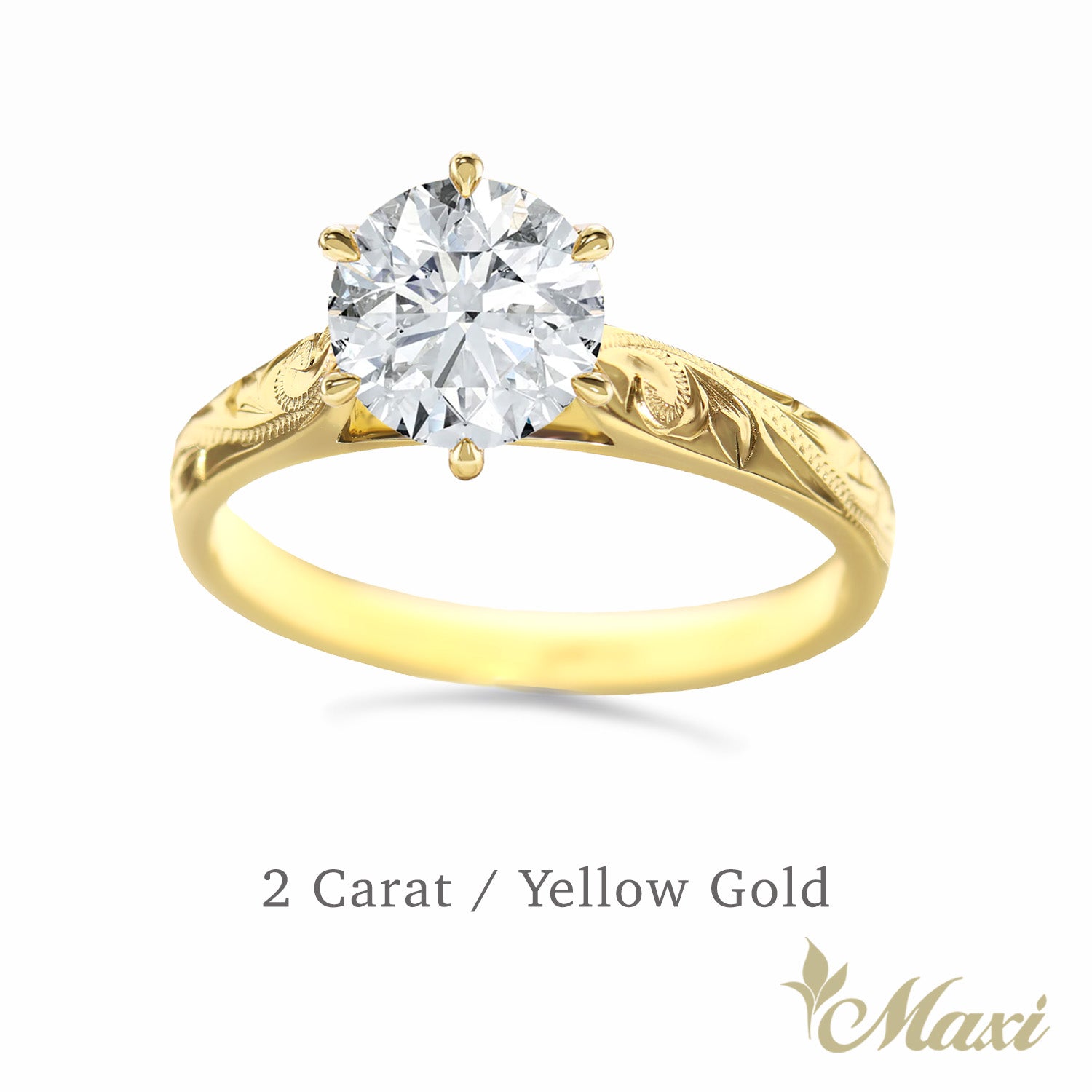 1 Carat Rond Lab-Grown Diamond Hawaiian Engraved Solitaire Ring [14K/18K Gold]