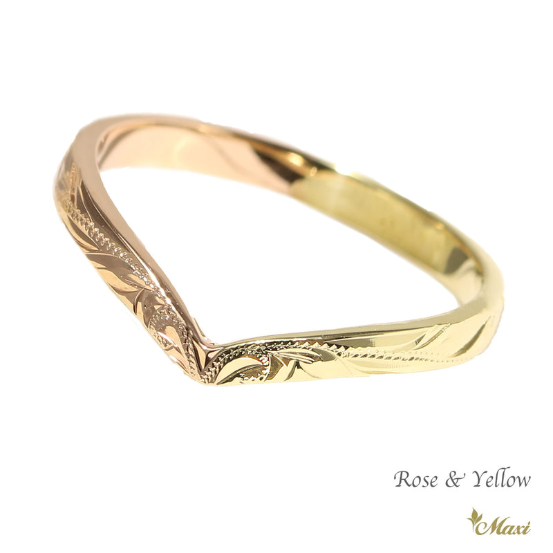 [14K Gold] 2mm Kohola Whale Tail Ring-Two Tone *Made to Order*(TRD)
