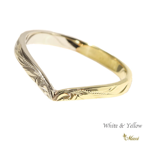 [14K Gold] 2mm Kohola Whale Tail Ring-Two Tone *Made to Order*(TRD) 14金 ホエールテール リング