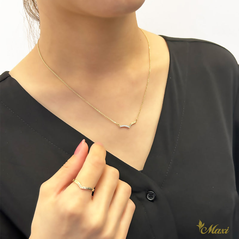[14K Gold] Kohola Whale Tail Necklace Diamond *Made to order*(TRDSP) 14金 ホエールテール ネックレス