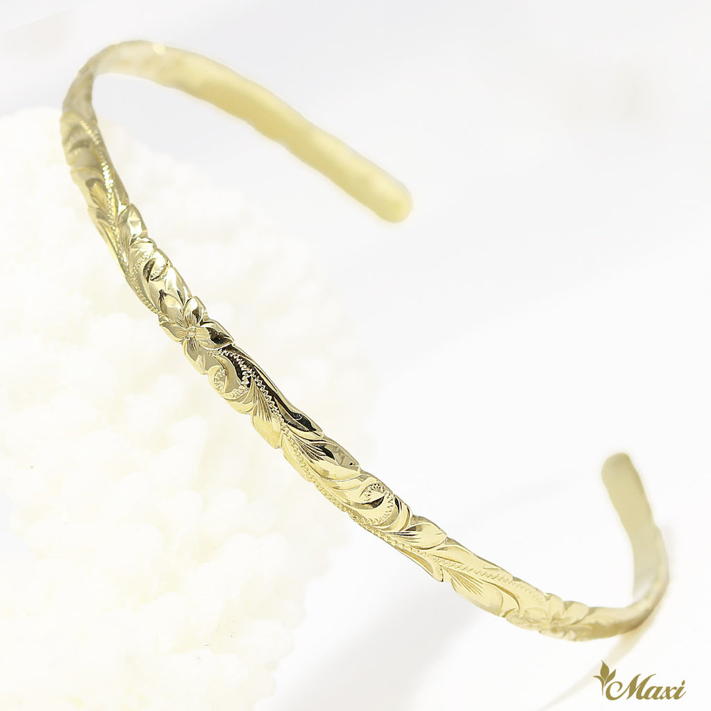 14k Yellow Gold 13.5 MM Diamond Cut Hinged Bangle Bracelet – Exeter Jewelers
