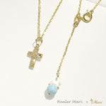 [14K Gold] Cross Dangle Stone Necklace *Made-to-order*(N-Cross)Newest